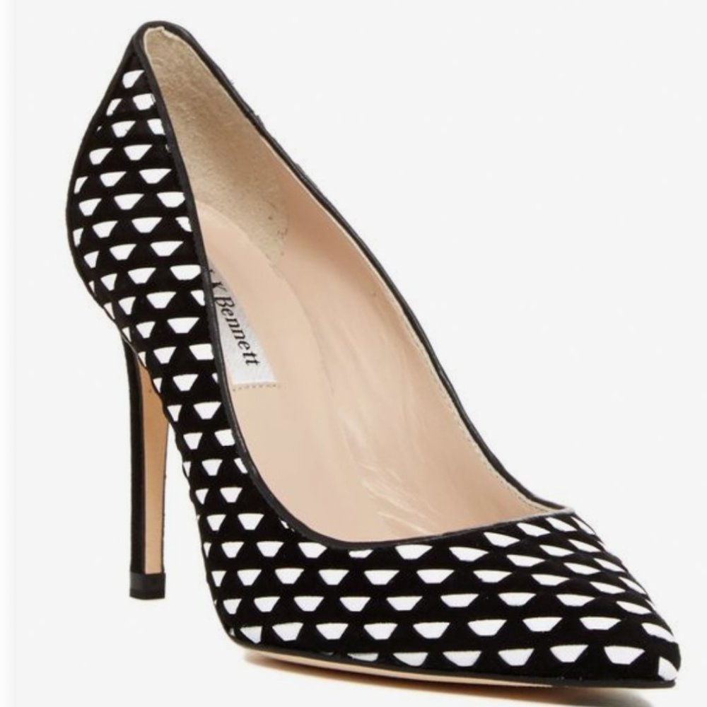 Classic Black + White L.K. Bennett Inferna Woven Pumps